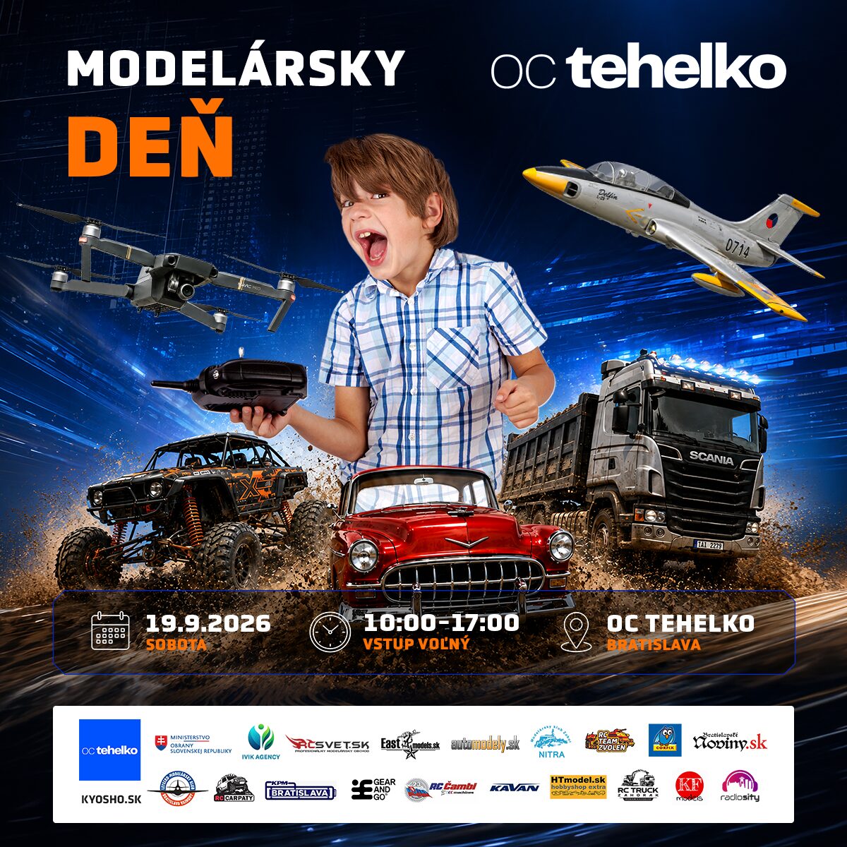 Model&aacute;rsky deň v oc tehelko Bratislava &ndash; RC aut&aacute;, kami&oacute;ny, lietadl&aacute; a drony &ndash; 19. septembra 2026